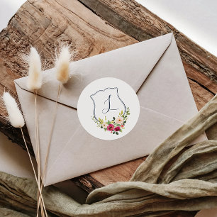 Tropisch kleurrijke herfst Crest Floral Wedding Cl Ronde Sticker