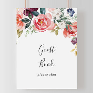 Tropisch kleurrijke zomer Floral Guest Book Sign Poster