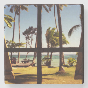 Tropisch klooster Fiji Beach scene Stenen Onderzetter