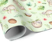 Tropisch kokosgleufpatroon cadeaupapier (Rol Hoek)