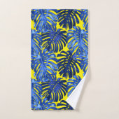 Tropisch koningsblauw geel Monstera Oerwoud blader Bad Handdoek (Handdoek)