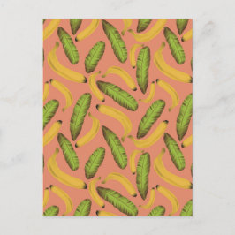 Tropisch koraal Banana Leaf Pattern Briefkaart