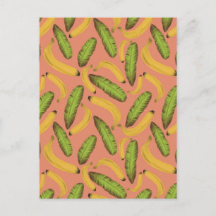 Tropisch koraal Banana Leaf Pattern Briefkaart