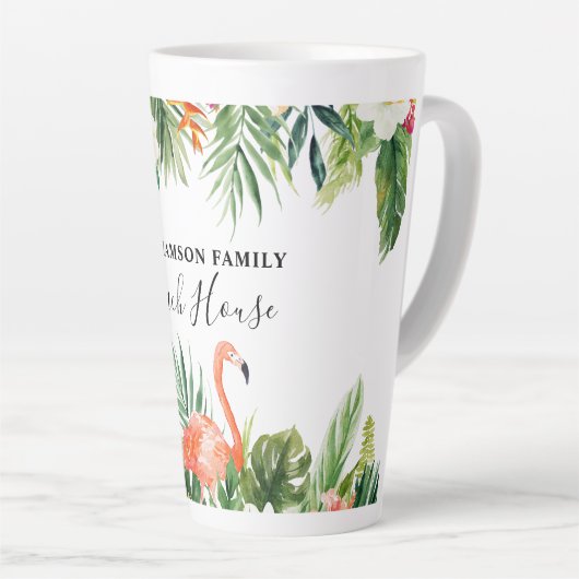 Tropisch koraal bloem groot latte mok (Rechterhoek)