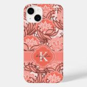 Tropisch koraal Floral Patroon met Monogram Case-Mate iPhone Case (Achterkant)