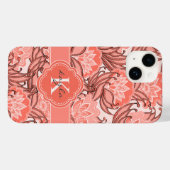 Tropisch koraal Floral Patroon met Monogram Case-Mate iPhone Case (Achterkant (horizontaal))