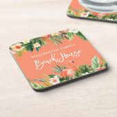 Tropisch koraal in penseel, penseel bier onderzetter (Linkerzijde)