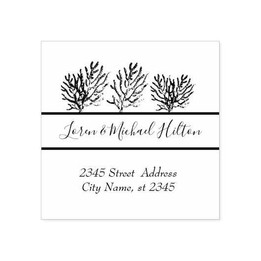 Tropisch koraal modern typografie return address rubberstempel (Afrduk)