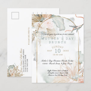 Tropisch koraal Roos Floral Moederdag Uitnodiging Briefkaart