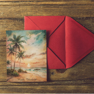 Tropisch Krabi Thailand Strand Zonsondergang Briefkaart