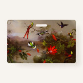 Tropisch landschap met tien kolibries kop badge (Achterkant)