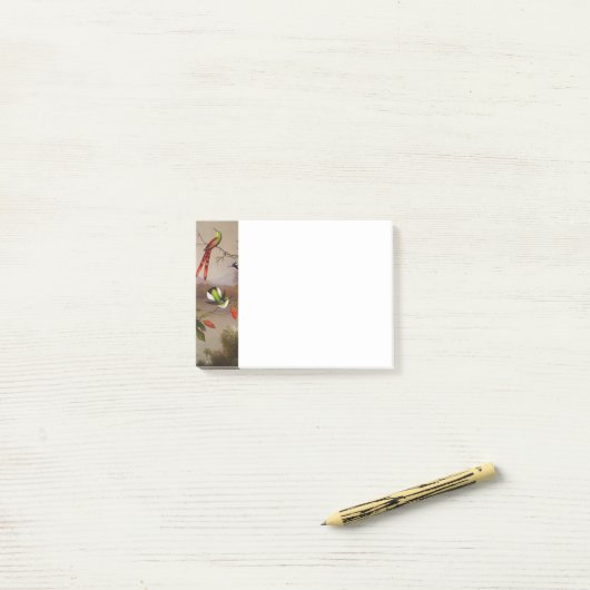 Tropisch landschap met tien kolibries kop post-it® notes (Op bureau)