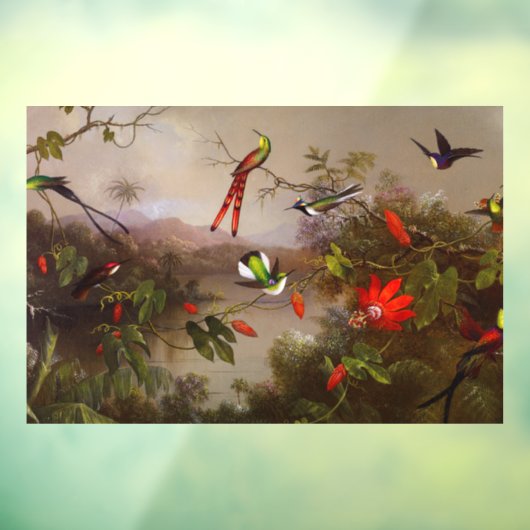 Tropisch landschap met tien kolibries kop raamsticker (Vel 3)