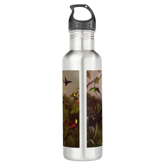 Tropisch landschap met tien kolibries kop waterfles  (Achterkant)