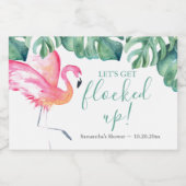 Tropisch Leave Pink Flamingo Mousserende Wijn Labe Sparkling Wijnetiket (Enkel label)