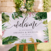Tropisch leder en Floral welkome bruiloft Poster