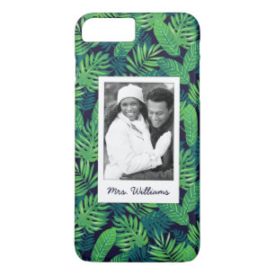 Tropisch lederen patroon   Foto en naam toevoegen iPhone 8 Plus / 7 Plus Hoesje