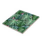 Tropisch lederen patroon - Groene vulling Tegeltje (Zijkant)