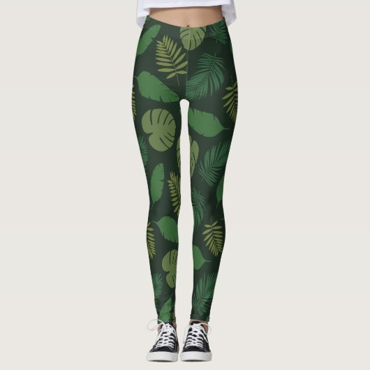 Tropisch lederen patroon leggings (Voorkant)