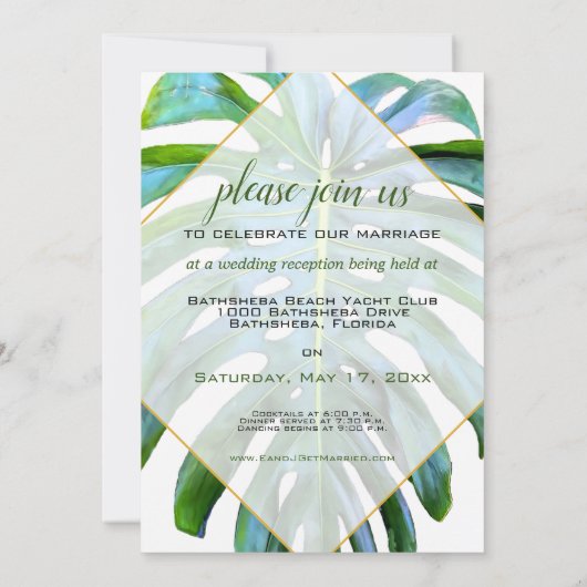 Tropisch lef gewoon gehuwd met een fotoscript huwe kaart (Achterkant)