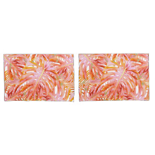 Tropisch lef Pattern Coral Roos Gold Glitter Kussensloop