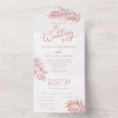 Tropisch lef Roos Gold in één bruiloft All In One Uitnodiging (Binnen)