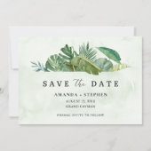 Tropisch lef-strand bruiloft bespaart datum kaart (Voorkant)
