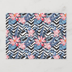 Tropisch Lotus Flower Pattern Briefkaart