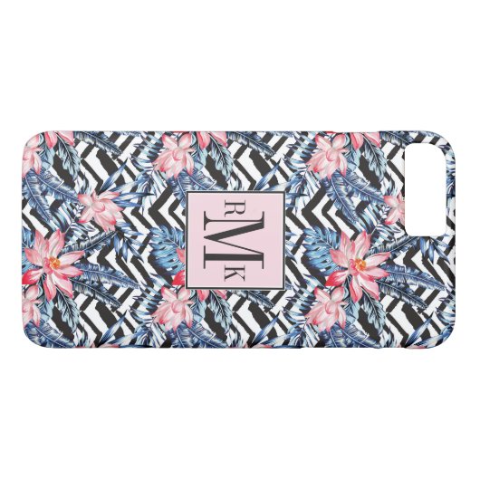 Tropisch Lotus Flower Pattern Case-Mate iPhone Case (Achterkant (Horizontaal))