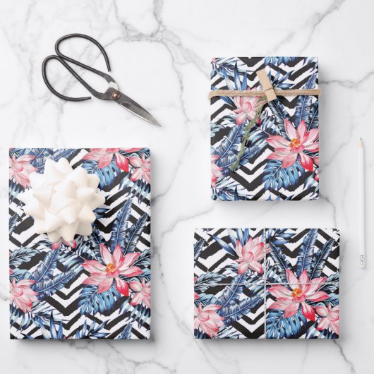 Tropisch Lotus Flower Pattern Inpakpapier Vel (Voorkant)