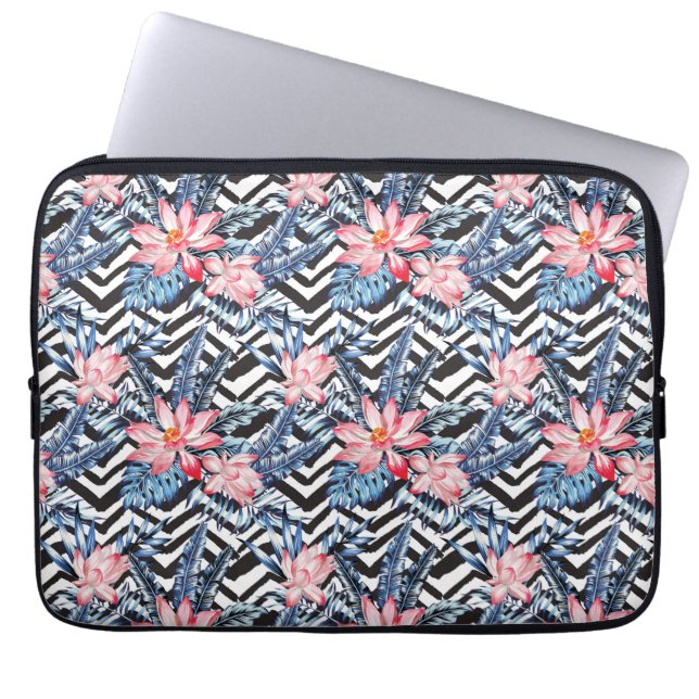Tropisch Lotus Flower Pattern Laptop Sleeve (Voorkant)
