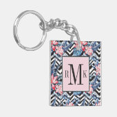 Tropisch Lotus Flower Pattern Sleutelhanger (Voorkant Links)