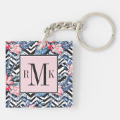 Tropisch Lotus Flower Pattern Sleutelhanger (Achterkant)