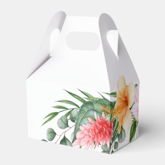 Tropisch Luau Feest Kleurrijke Waterverf Bloemen Bedankdoosjes (Achterkant)