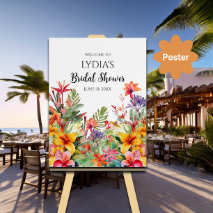 Tropisch Luau Hawaiian Vrijgezellenfeest Welkom Poster