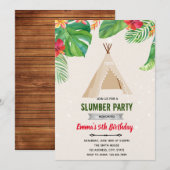 Tropisch luau tipi slaapthema kaart (Voorkant / Achterkant)