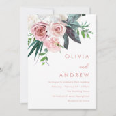 Tropisch Lush Blush Floral Modern Wedding Kaart (Voorkant)