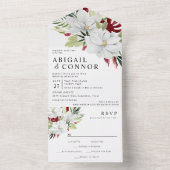 Tropisch Magnolia White Green Red All In One Uitnodiging (Binnen)