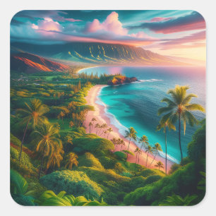 Tropisch Maui-eiland paradijs Vierkante Sticker