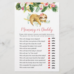 Tropisch meisje luiaard Baby shower mama of papa