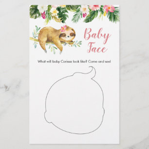 Tropisch Meisje Sloth Baby shower Baby Gezicht Kaa