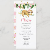 Tropisch Meisje Sloth Baby shower Menu Sjabloon (Voorkant / Achterkant)