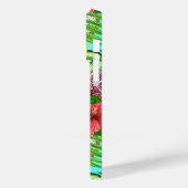 Tropisch mengfruit, bloemen en bladeren op blauw Case-Mate iPhone case (Achterkant / Links)