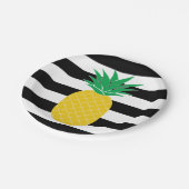 Tropisch met zwarte en witte strepe ananas papieren bordje (Gekanteld)