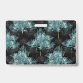 Tropisch Metaalblauw & Gouden Palmbladeren Zomer Badge (Achterkant)