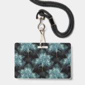 Tropisch Metaalblauw & Gouden Palmbladeren Zomer Badge (Achterkant met lanyard)