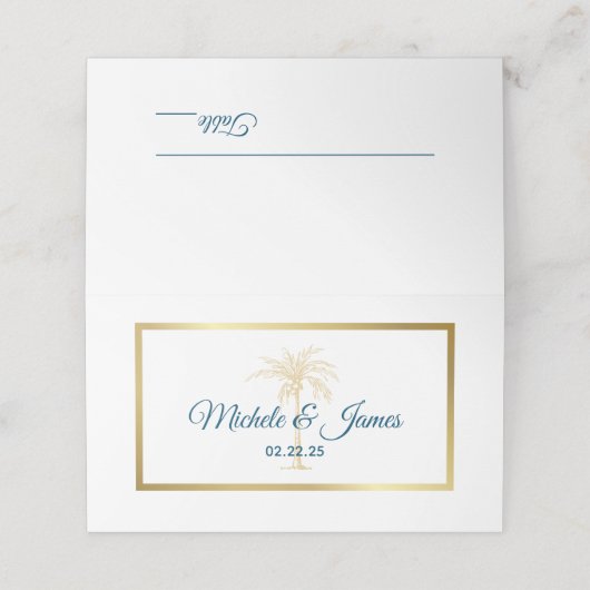 Tropisch Metallic Goud Palm Beach Bruiloft (Buitenkant ongevouwen)