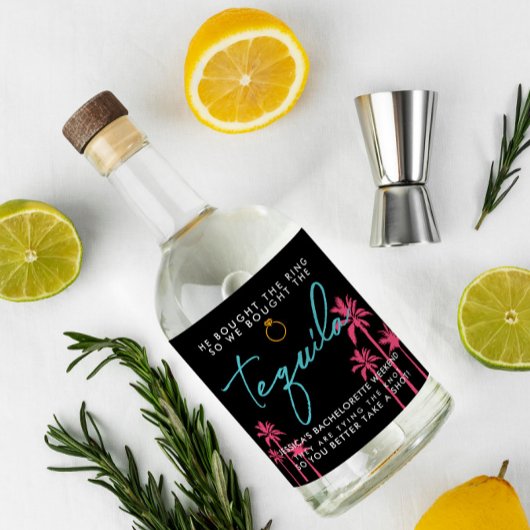 Tropisch Miami Bachelorette-weekend Likeurfles Etiket