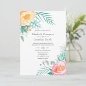 Tropisch Mint Floral Summer Wedding Kaart (Staand voorkant)