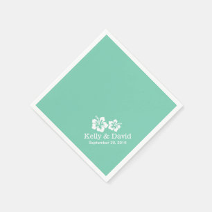 Tropisch Mint Green Hibiscus Flowers Weddenschap Servetten